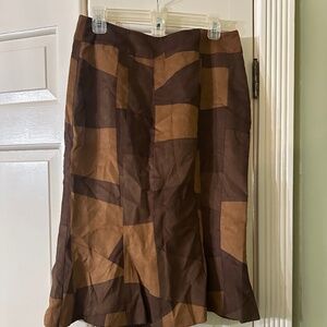 The Limited Colorblock Tan & Brown Midi Skirt, Never Before Worn, Size 10